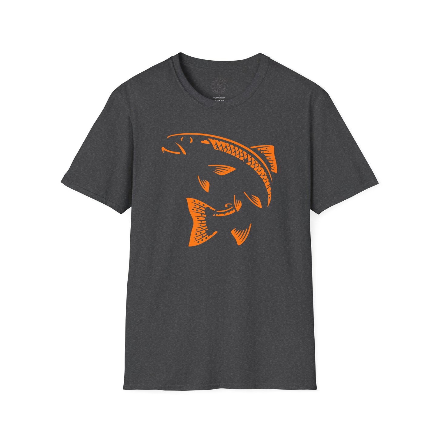 Fish Graphic T-Shirt — Orange Carved Bass Tee for Anglers & Coastal Style