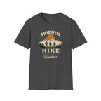 Hiking T-Shirt — "Friends That Hike Together" Retro Mountain Crew Tee