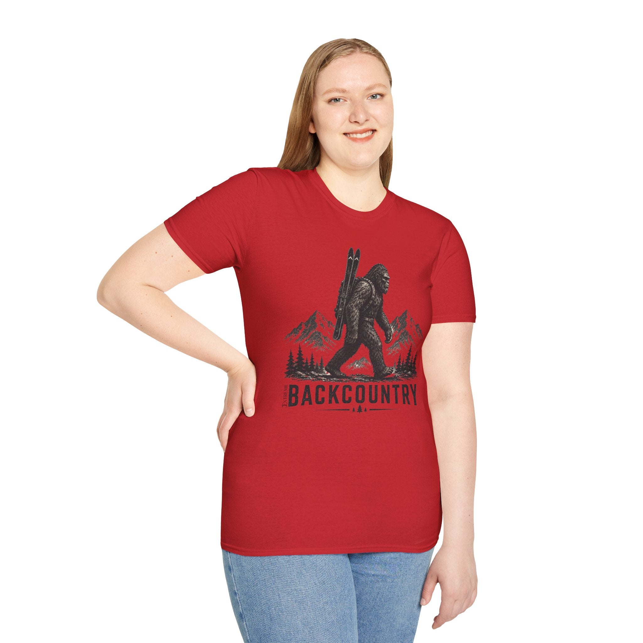Backcountry Sasquatch T-Shirt — Mountain Skiing Bigfoot Outdoor Tee