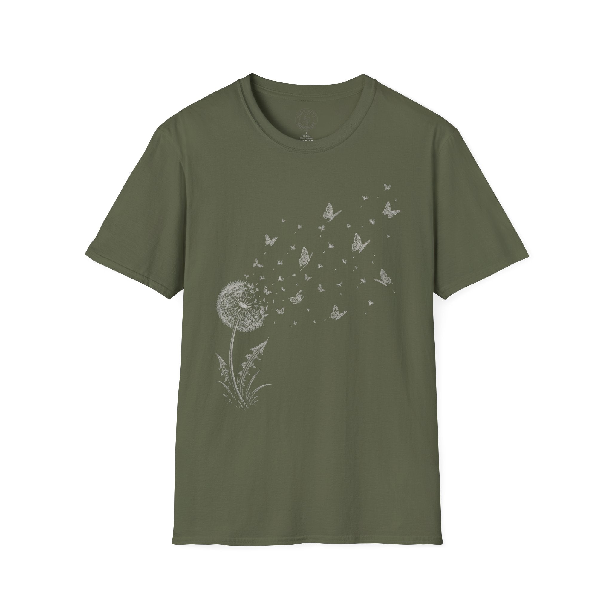 Dandelion & Butterflies T-Shirt — Whimsical Nature Graphic Tee