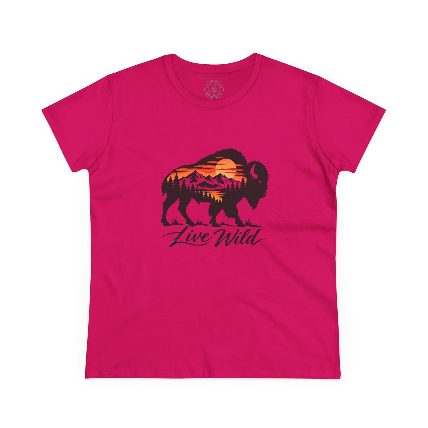 Live Wild Buffalo Tee — Women's Nature Graphic T-Shirt