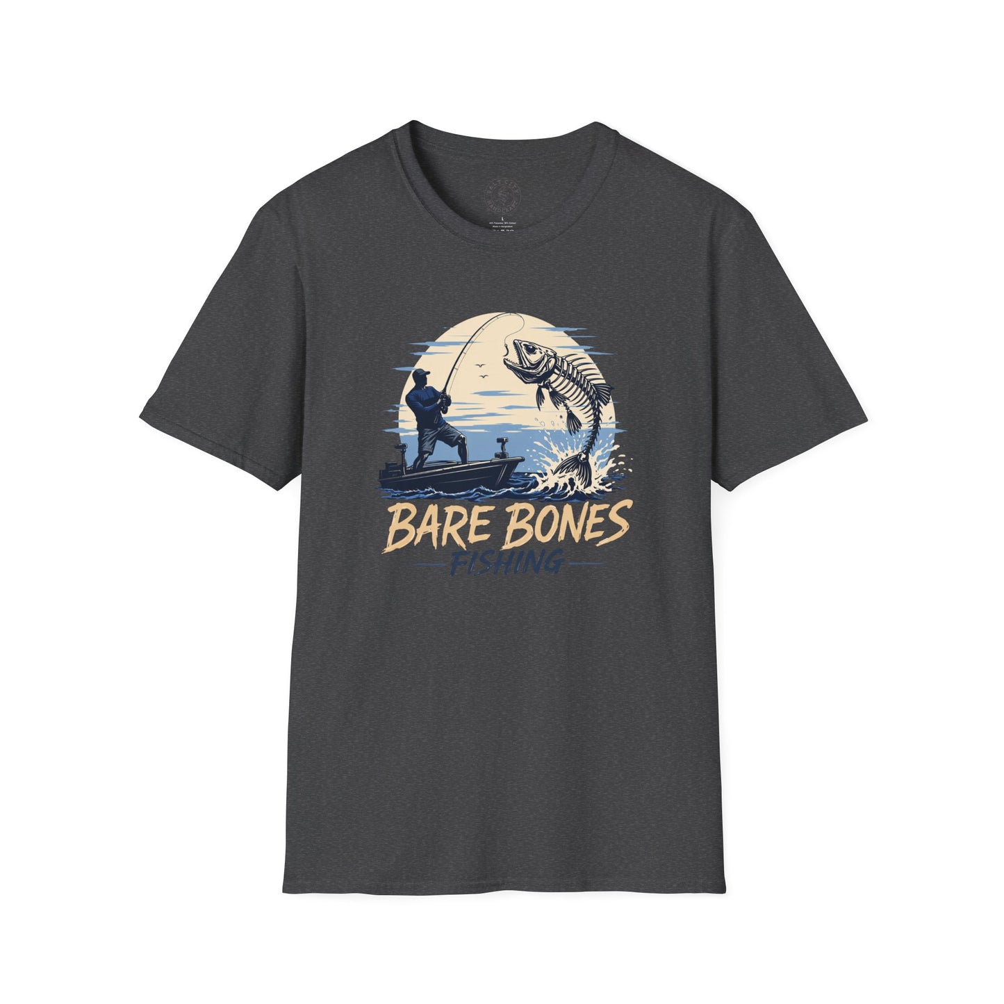 Bare Bones Fishing T-Shirt | Retro Angler Graphic Tee | Fishing Tee