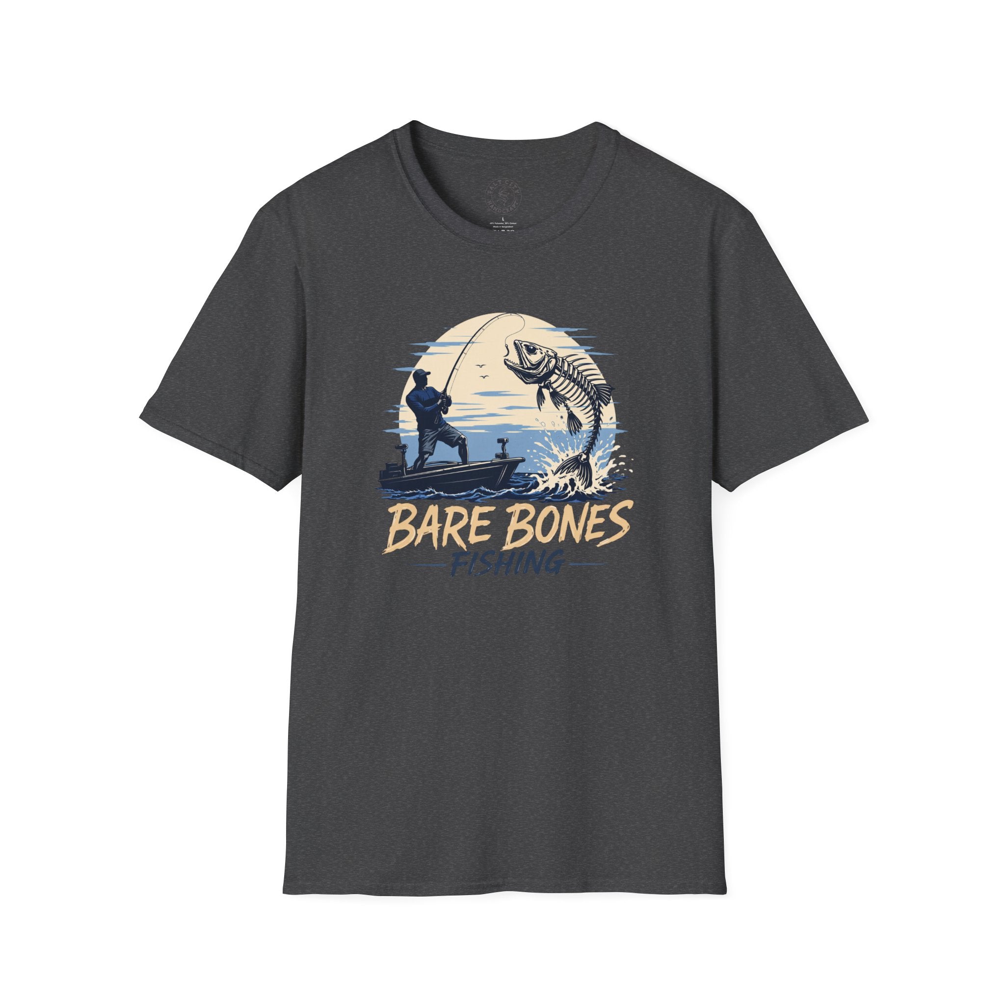 Bare Bones Fishing T-Shirt | Retro Angler Graphic Tee | Fishing Tee
