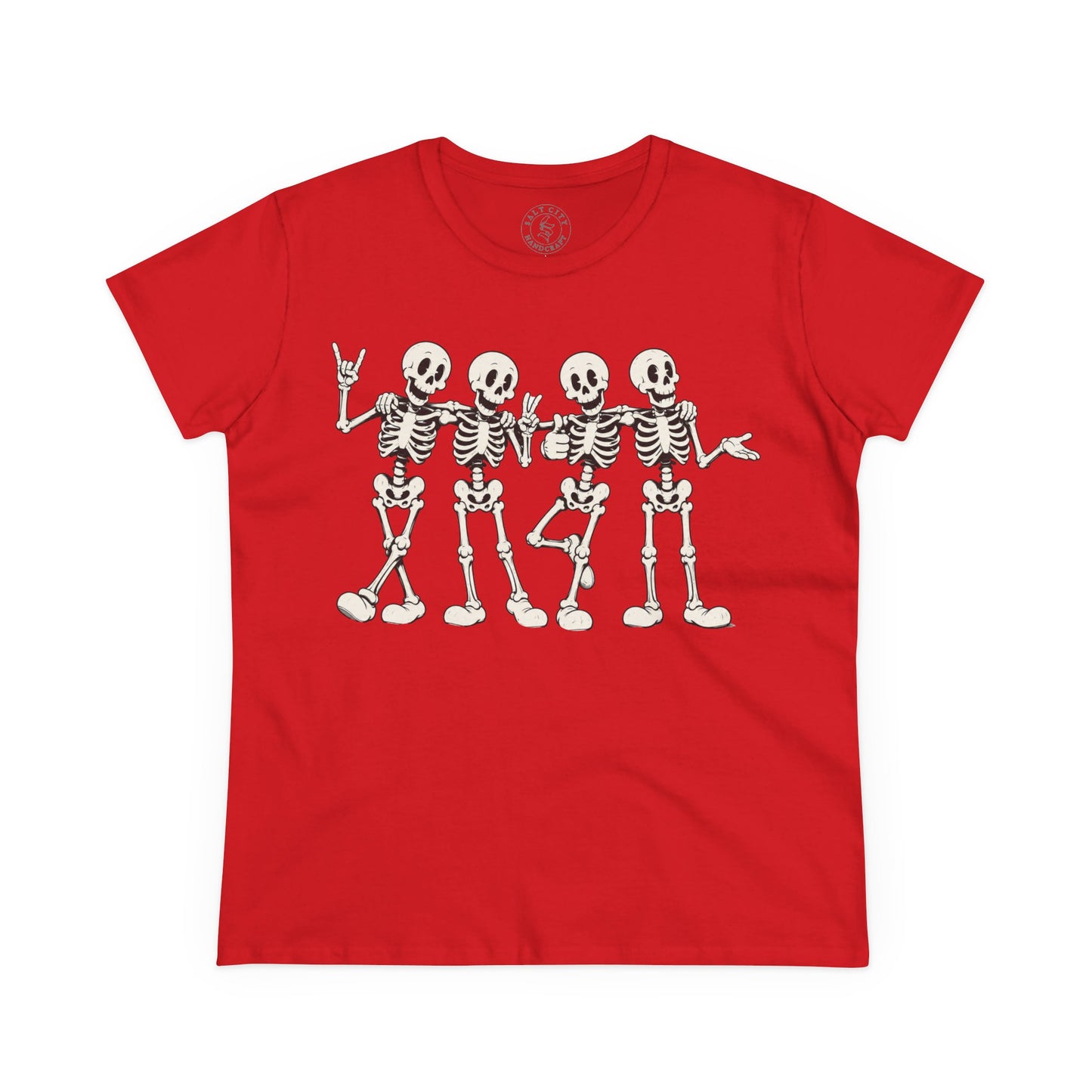 Women's Dancing Skeletons Graphic Shirt (Cute Spooky Halloween Top)