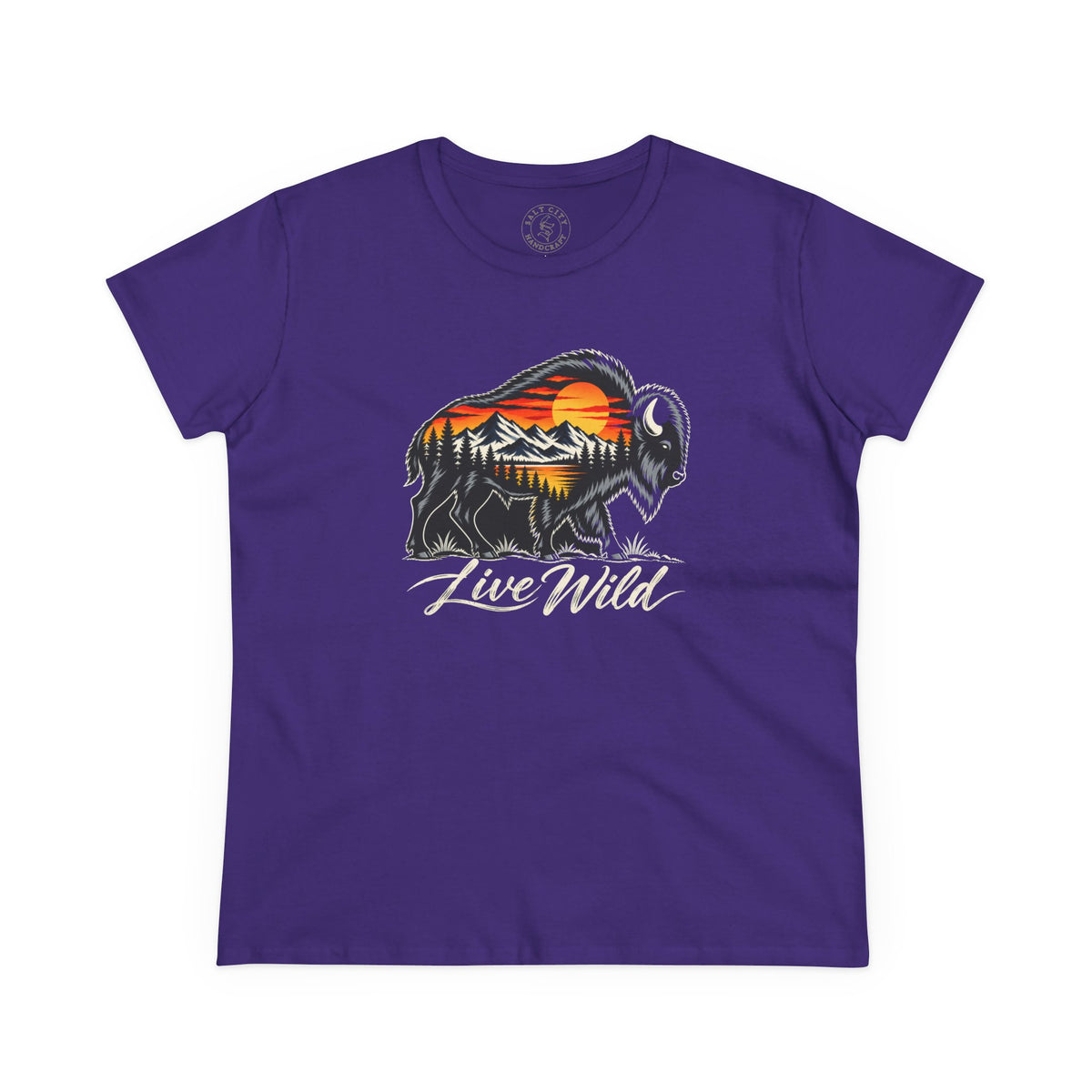 Live Wild Buffalo Tee — Women's Nature Graphic T-Shirt