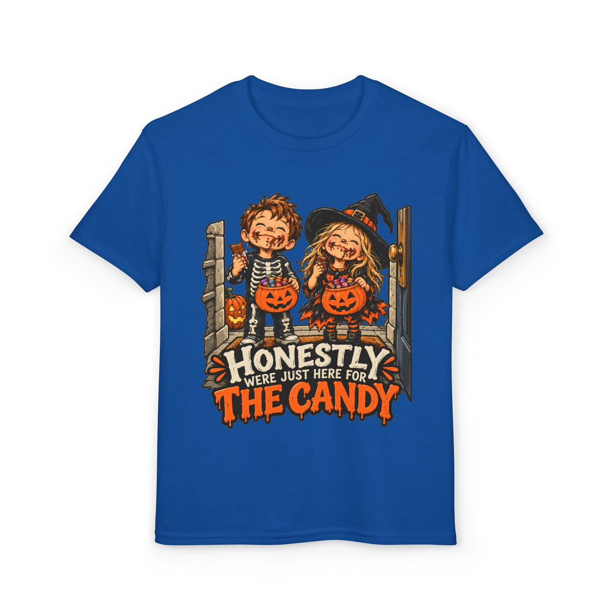 Youth "Honestly We're Just Here for the Candy" Trick-or-Treat Tee