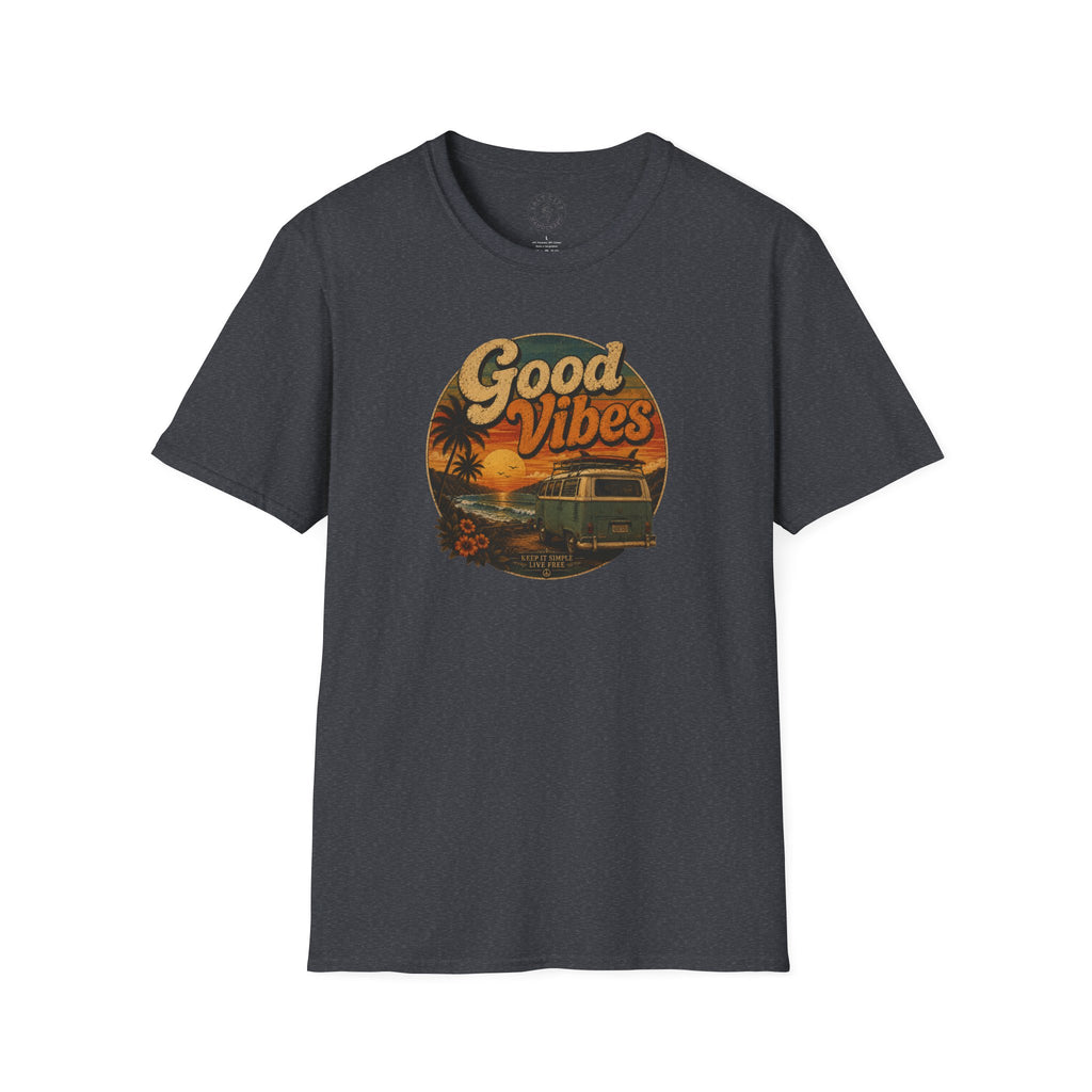 Good Vibes Sunset Tee — Retro Surf Van T-Shirt