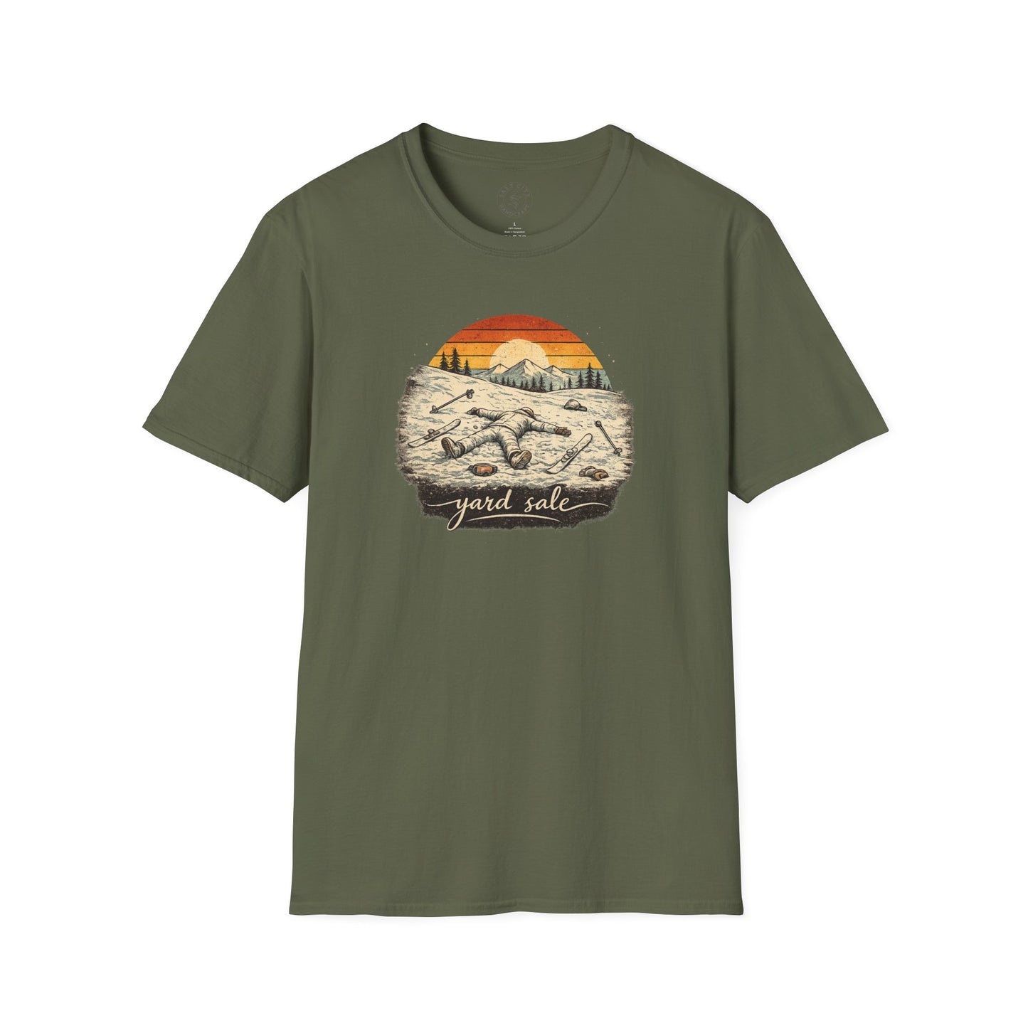 Yard Sale T-Shirt | Retro Mountain Ski Scene Graphic Tee | Ski Tee