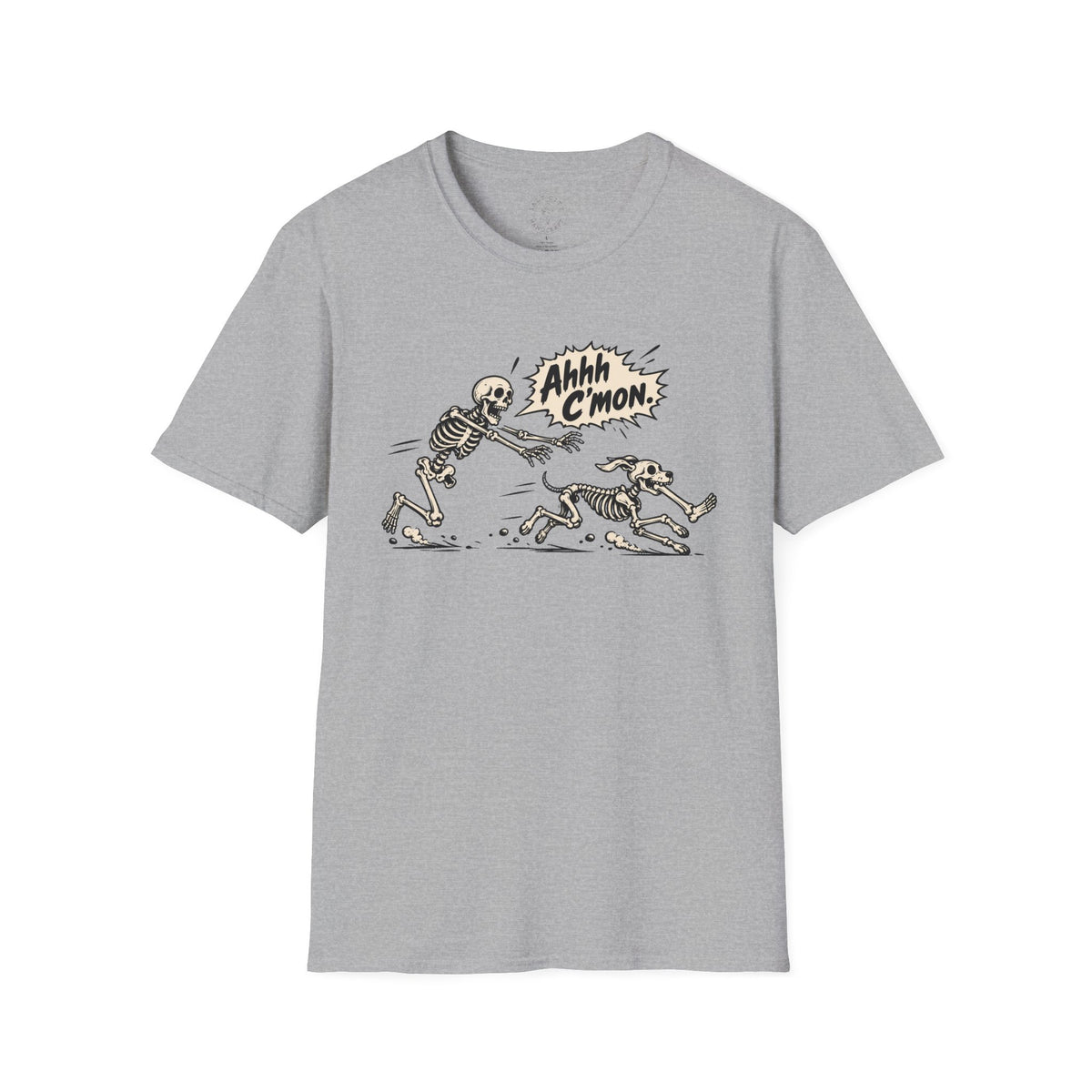 Retro Skeleton & Dog 'Ahhh C'mon' Vintage Graphic